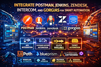 integrate postman, jenkins, zendesk, intercom, and gorgias for smart automation