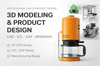 design industrial product design for 3d modeling rendering and cad services