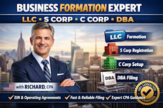 handle llc formation, s corp c corp registration, dba and operating agreement