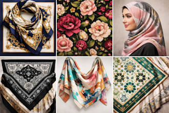 design luxury scarf, hijab, and silk pattern for your brand