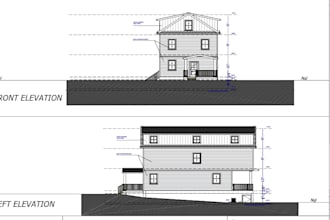 architect floor plans, elevation, section, roof, site plans in autocad