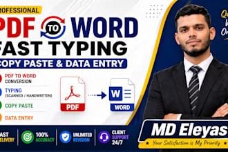 convert PDF to word do typing handwriting professionally