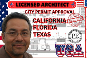 city permit approval as a licensed architect in california, florida, texas USA