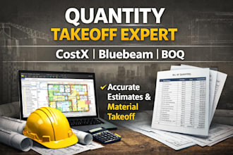 construction cost estimation, material takeoff using bluebeam, costx