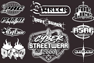 create a custom y2k streetwear logo t shirt design