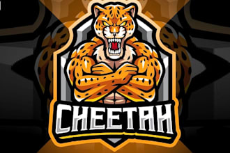 create cheetah mascot logo design with 1 day delivery