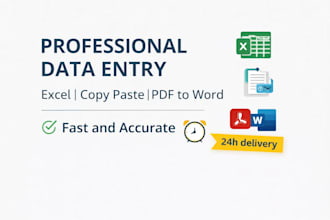do accurate data entry, excel, copy paste and PDF to word conversion