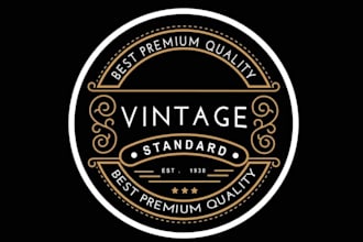 draw glow vintage logo design with unlimited review