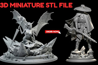 sculpt 3d miniature warhammer tabletop 2d to 3d model stl figure for 3d printing