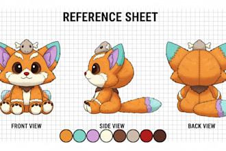 design plush reference sheet stuffed animal ych character production ready