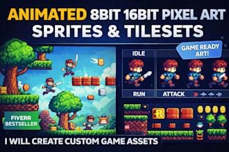 create animated 8bit 16bit pixel art sprites and tilesets