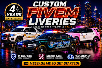 design custom fivem car livery skins, police, ems, sports 4k
