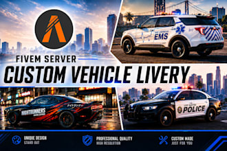 design custom fivem car livery skins, police, ems, sports 4k