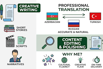 write creative stories and provide expert translations