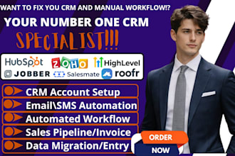 go high level jobber scheduling hubspot workflow roofr zoho crm setup salesmate