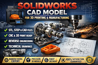 design solidworks cad model for 3d printing with stl and step file