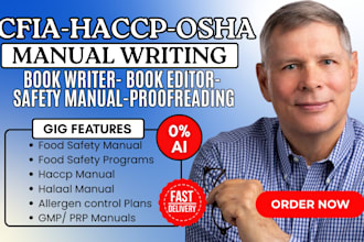 create osha, haccp plan, food safety system and cfia compliant documentation