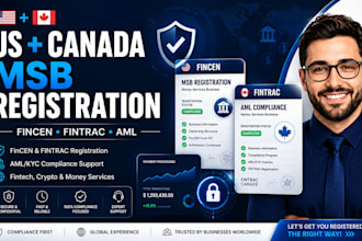 handle US fincen and canada fintrac msb registration for your business