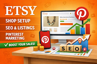 setup etsy shop SEO product listing promotion pinterest marketing for etsy sales
