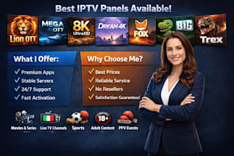 create unlimited panel, stron8k, lion ott, dream4k, mega ott, trex, b1g