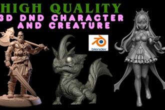 sculpt 3d dnd, 3d characters, figurine, 3d creatures model stl for 3d printing