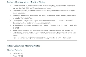 turn your notes into clear meeting summaries and action items