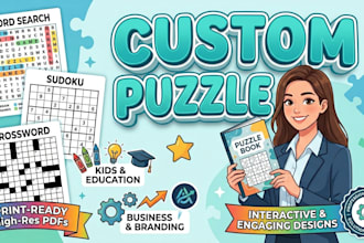 create custom word search, sudoku, crossword puzzles and puzzle books for kids