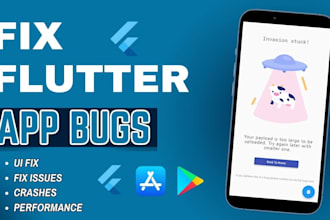 fix flutter bugs, firebase errors and performance issues and mobile apps design