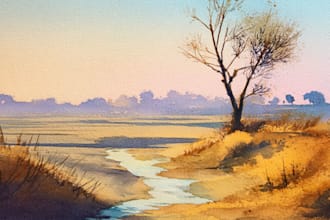 do creative watercolor landscape art