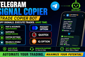 build telegram signal copier, trade copier for pocket option, quotex, iq option