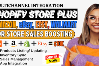 setup shopify multichannel integrate etsy, amazon, ebay, and walmart marketplace