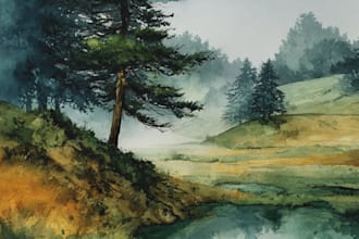do creative watercolor landscape art