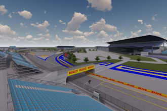 develop track concept, raceway visualization, landscape design, cityscape render
