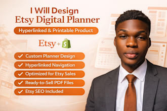 design etsy digital planner hyperlinked journal printable product