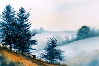do creative watercolor landscape art