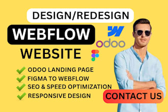 design, redesign webflow website, figma to webflow, odoo website landing page