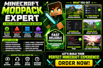 create and optimize modpack minecraft, fix crashes issues sever setup paper mods