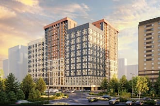 rebuild residential complex,castle exterior remodel, cityscape layout,cgi render