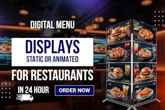 design modern digital menu board for restaurant TV screens