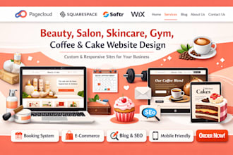 pagecloud squarespace beauty brand salon skincare gym coffee cake website design