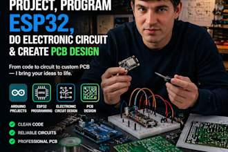 code arduino project, program esp32, do electronic circuit and create pcb design