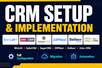 setup bitrix24 suitecrm sugarcrm dolibarr erpnext vtiger espocrm zoho one
