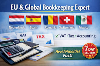 handle bookkeeping tax for netherlands, spain, romania, switzerland, mexico