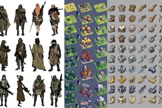 professionally design 2d game art game assets game UI casual gameart concept art
