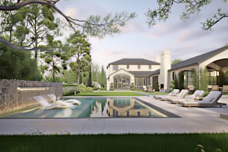 do landscape design, backyard, garden design pool, patio 3d landscape rendering