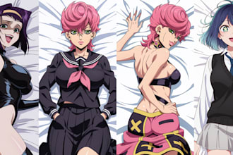 create dakimakura design for female anime character