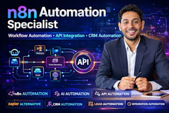 build n8n automation workflows, n8n specialist for API, CRM and ai automation