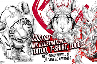 draw a custom neo traditional tattoo design or animal ink sketch