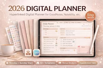 etsy digital planner etsy hyperlinked planner journal design digital product
