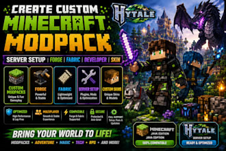 create custom minecraft modpack hytale server setup forge fabric developer skin